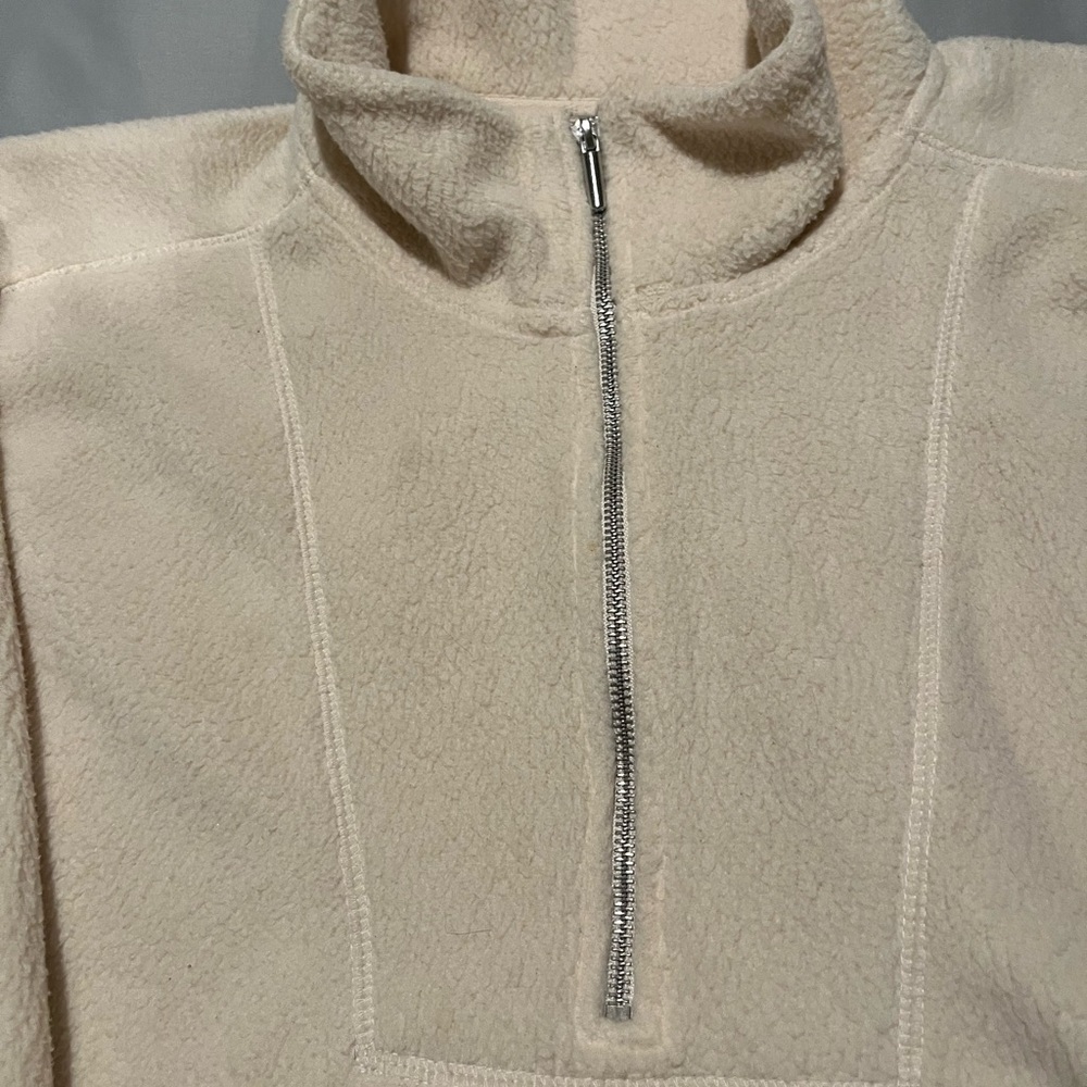Old Navy Cream Fleece Quarter-Zip​ - Picture 3 of 9